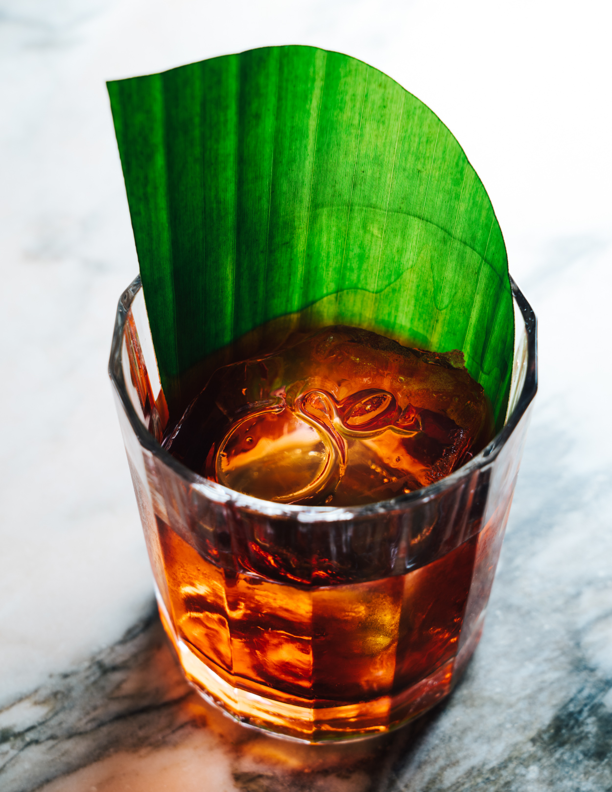 Los Angeles Food photographer - Cocktail with banana leaf photographed at Curtis Stone