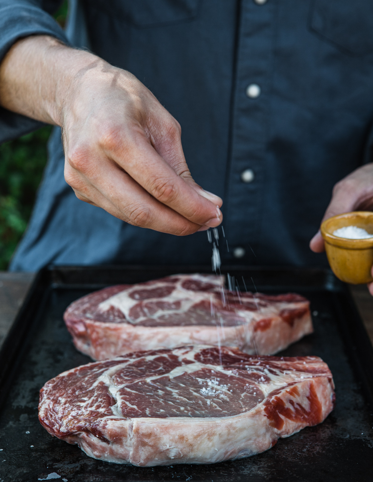 Los Angeles Food photographer - Grill Master Cookbook Salting Steaks  by Ray Kachatorian